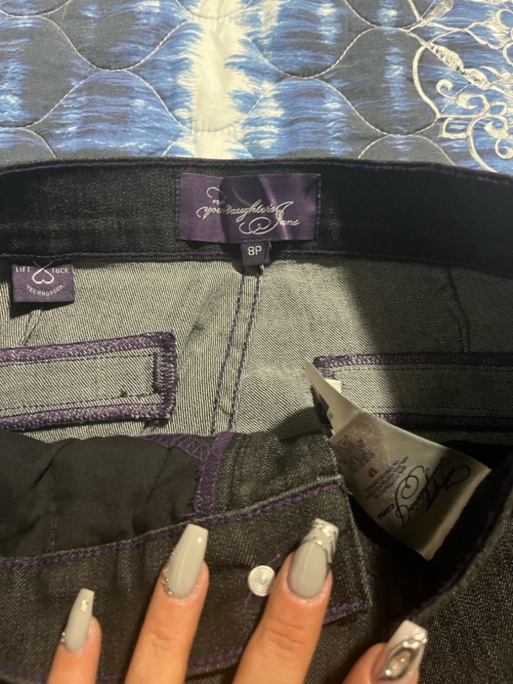 Joseph Ribkoff Black Denim Skirt with Purple Accents